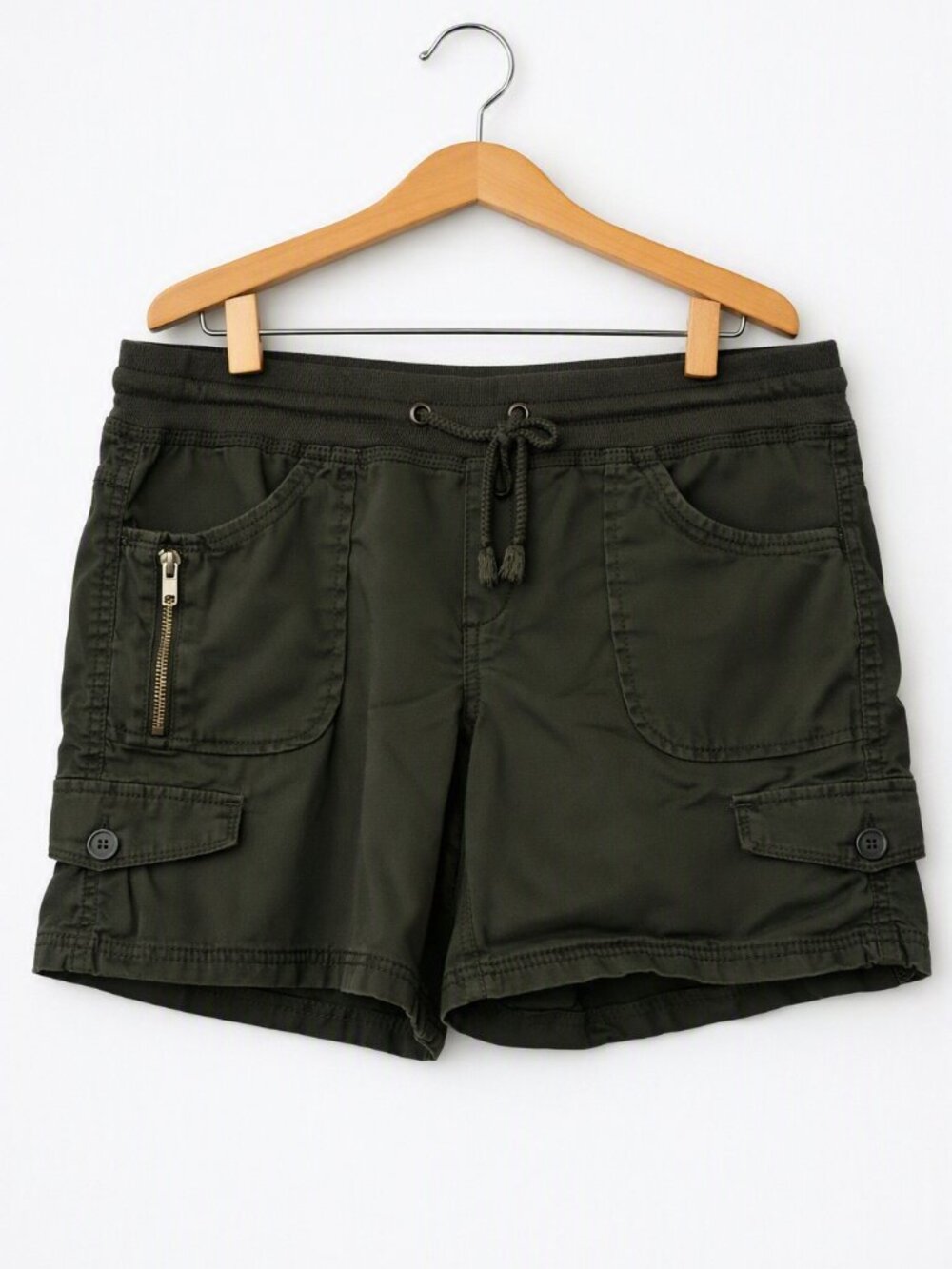UNIONBAY Utility Cargo Shorts XL Olive Green Drawstring Cuffed Pockets